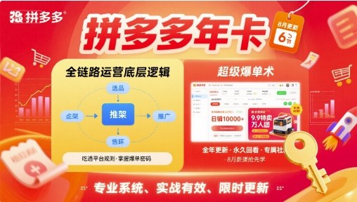 拼多多年卡，拼多多全链路运营底层逻辑，超级爆单术【更新12月】-鑫源云网创