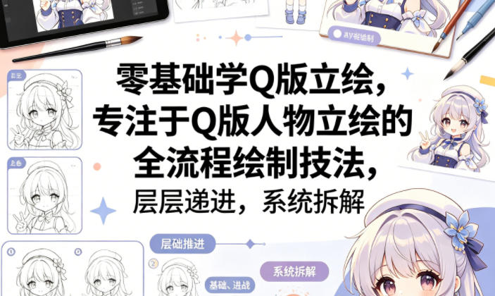 零基础学Q版立绘，专注于Q版人物立绘的全流程绘制技法，层层递进，系统拆解-鑫源云网创