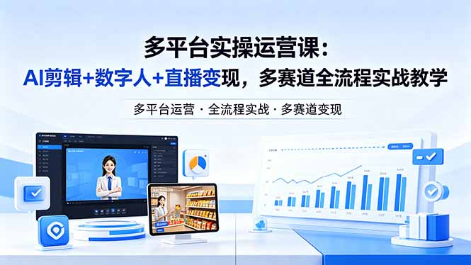 某团队多平台实操运营课-更新26年4月20：AI剪辑+数字人+直播变现，多赛道全流程实战教学-鑫源云网创