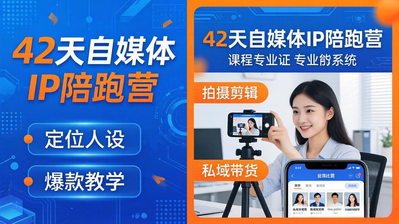 42天自媒体IP陪跑营-26年4月19更新：定位人设爆款全教学，拍摄剪辑私域带货一站式落地-鑫源云网创