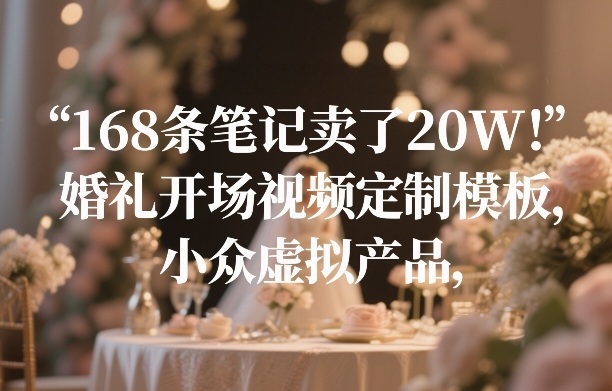 168条笔记卖了20W！婚礼开场视频定制模板，小众虚拟产品-鑫源云网创
