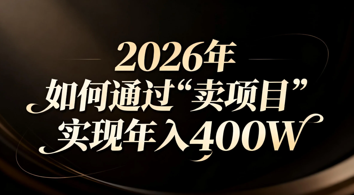 2026年如何通过“卖项目”实现年入百万-鑫源云网创