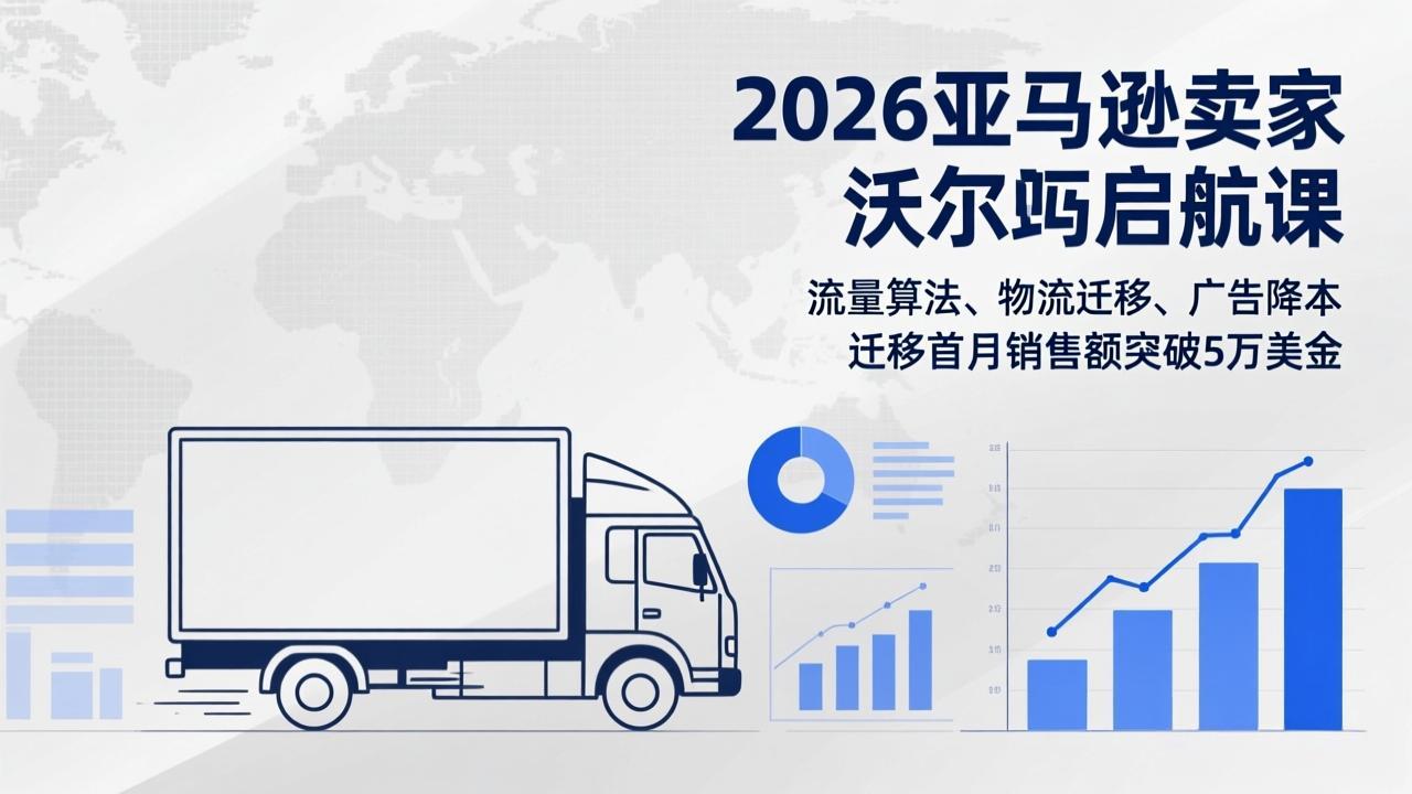 2026亚马逊卖家沃尔玛启航课，流量算法、物流迁移、广告降本，迁移首月销售额突破5万美金-鑫源云网创