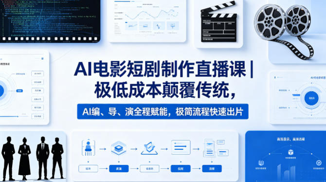 AI电影短剧制作直播课｜极低成本颠覆传统，AI编、导、演全程赋能，极简流程快速出片-鑫源云网创