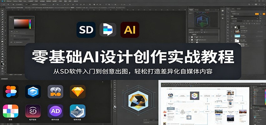 零基础AI设计创作实战教程：从SD软件入门到创意出图，轻松打造差异化自媒体内容-鑫源云网创
