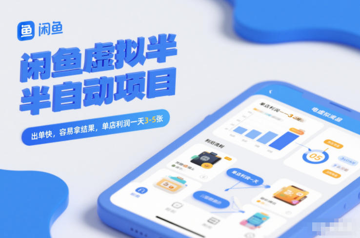 闲鱼虚拟半自动项目，出单快，容易拿结果，单店利润一天3-5张-鑫源云网创