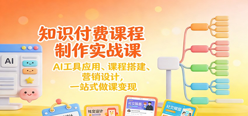 知识付费课程制作实战课：AI工具应用 、课程搭建、营销设计，一站式做课变现-鑫源云网创