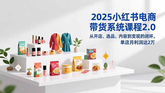 2025小红书电商带货系统课程2.0，从开店、选品、内容到变现的闭环，单店月利润达2万-鑫源云网创