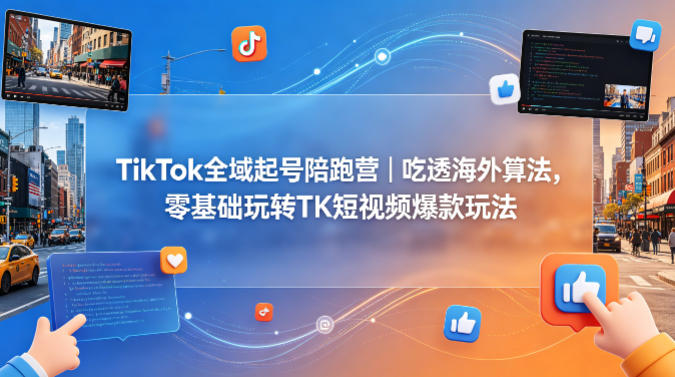 TikTok全域起号陪跑营｜吃透海外算法，零基础玩转TK短视频爆款玩法-鑫源云网创