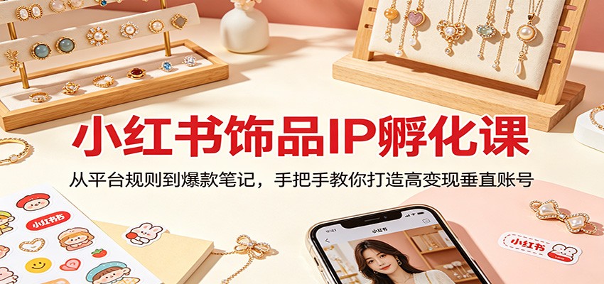 小红书饰品IP孵化课：从平台规则到爆款笔记，手把手教你打造高变现垂直账号-鑫源云网创