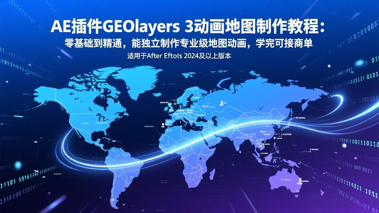 AE插件GEOlayers 3动画地图制作教程：零基础到精通，能独立制作专业级地图动画，学完可接商单-鑫源云网创