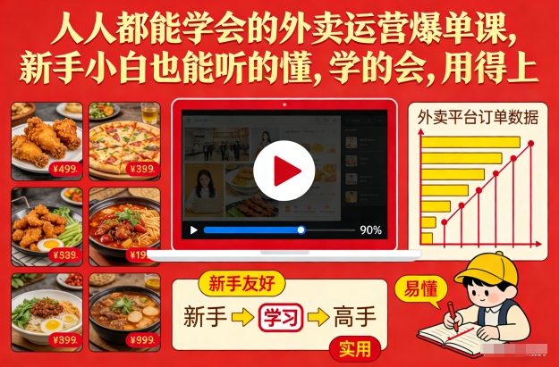 人人都能学会的外卖运营爆单课，新手小白也能听的懂，学的会，用得上-鑫源云网创