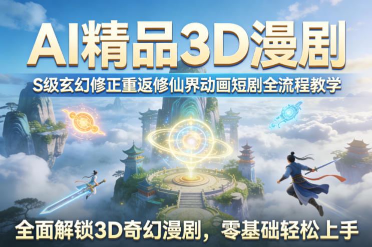 AI精品3D漫剧S级玄幻修正重返修仙界动画短剧全流程教学，全面解锁3D奇幻漫剧，零基础轻松上手-鑫源云网创