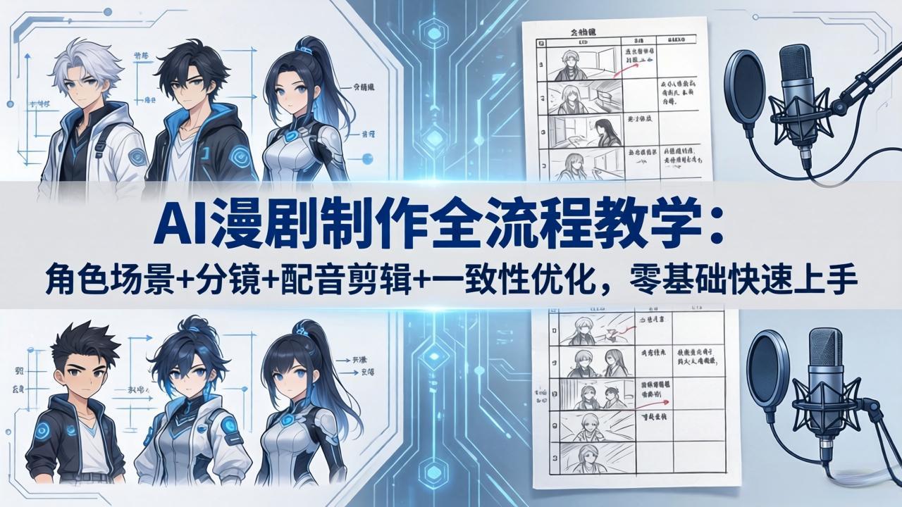 AI漫剧制作全流程教学：角色场景+分镜+配音剪辑+一致性优化，零基础快速上手-鑫源云网创