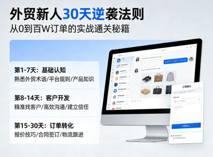 外贸新人30天逆袭法则,教你从0到百W订单的实战通关秘籍-鑫源云网创