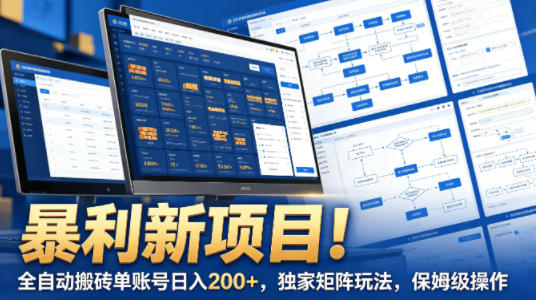 暴利新项目！全自动搬砖单账号日入200+，独家矩阵玩法，保姆级操作【揭秘】-鑫源云网创