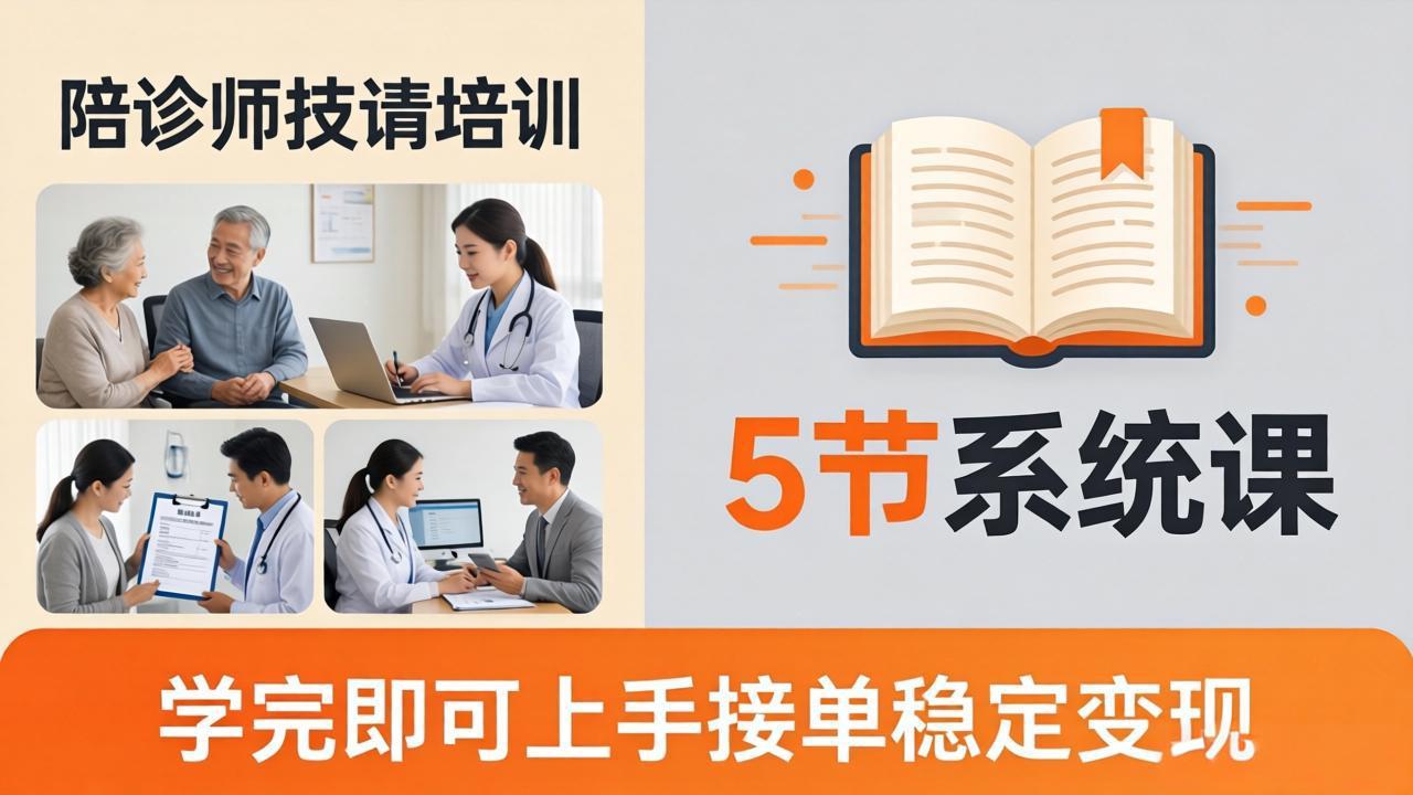 想做陪诊师不知从何下手？5节系统课教你掌握核心技能，学完即可上手接单稳定变现-鑫源云网创