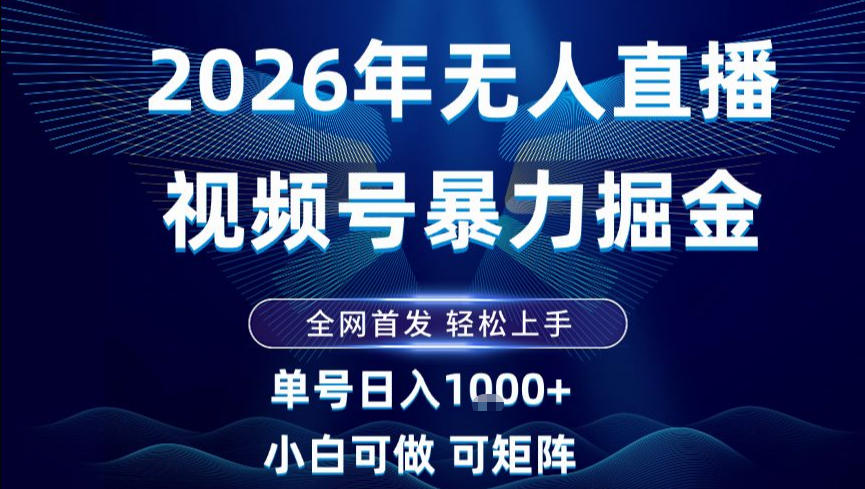 2026最新视频号无人直播掘金，全网首发，小白可以玩，长期稳定日入1k+【揭秘】-鑫源云网创