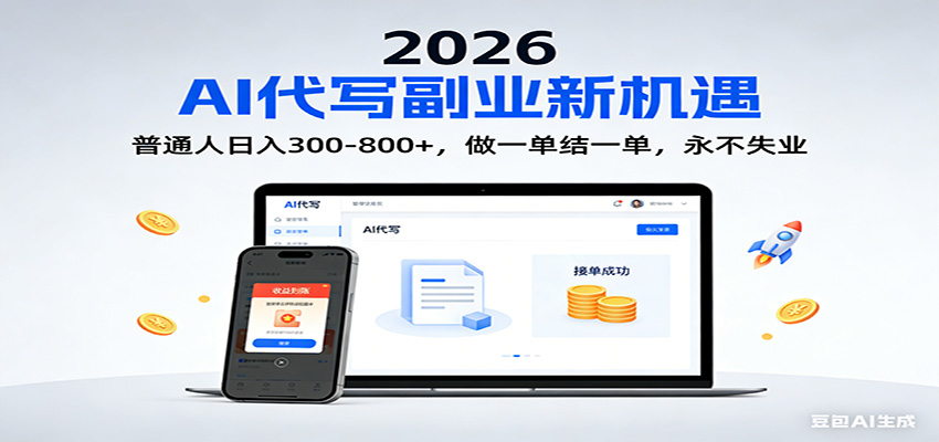 2026 副业首选！AI 代写日入 300-800，普通人0门槛，做一单结一单！-鑫源云网创