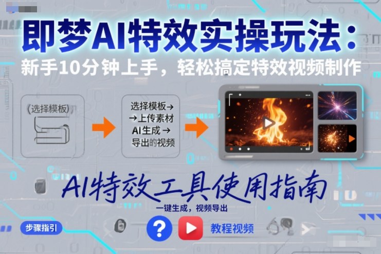 即梦AI特效实操玩法：新手10分钟上手，轻松搞定特效视频制作-鑫源云网创