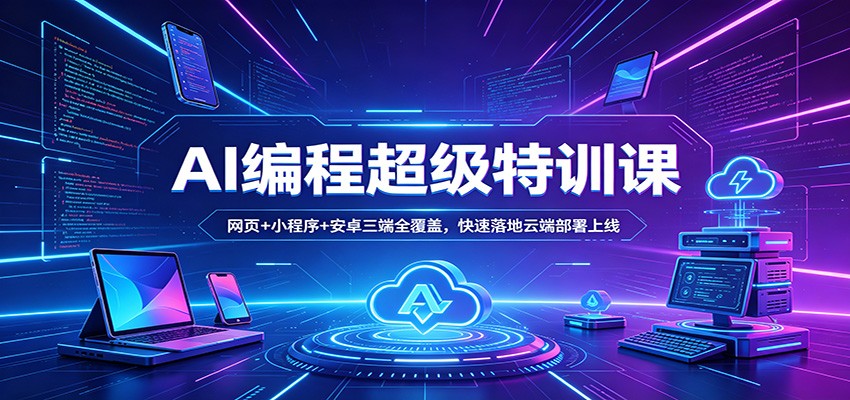 AI编程超级特训课：网页+小程序+安卓三端全覆盖，快速落地云端部署上线-鑫源云网创