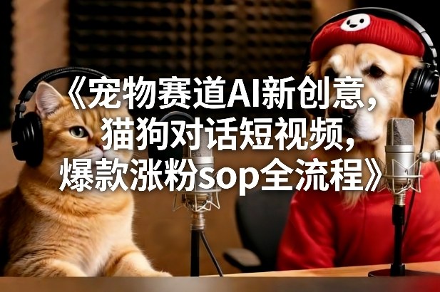宠物赛道AI新创意，猫狗对话短视频，爆款涨粉sop全流程-鑫源云网创