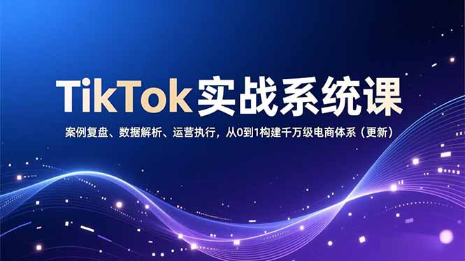 TikTok实战系统课，案例复盘、数据解析、运营执行，从0到1构建千万级电商体系(更新-鑫源云网创
