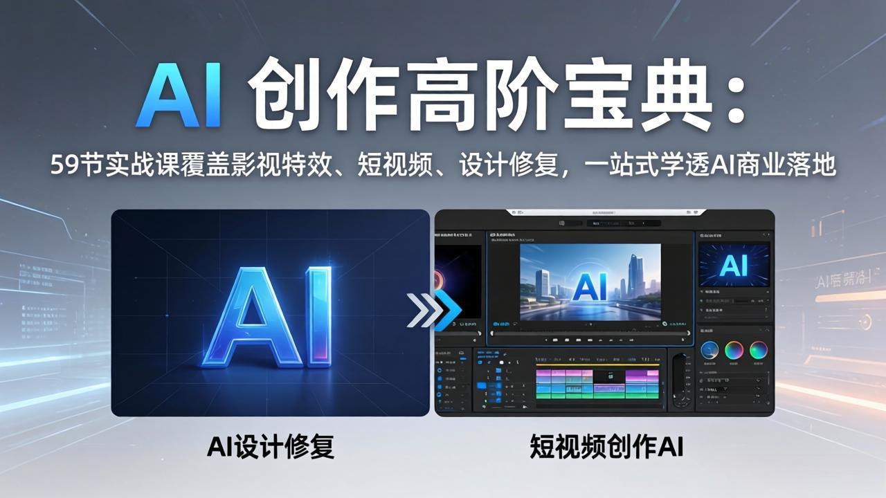 AI 创作高阶宝典：59节实战课覆盖影视特效、短视频、设计修复，一站式学透AI商业落地-鑫源云网创
