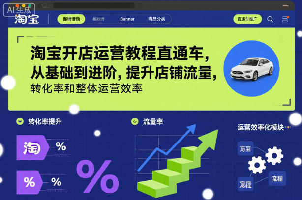 淘宝开店运营教程直通车，从基础到进阶，提升店铺流量，转化率和整体运营效率(更新26年4月20日)-鑫源云网创