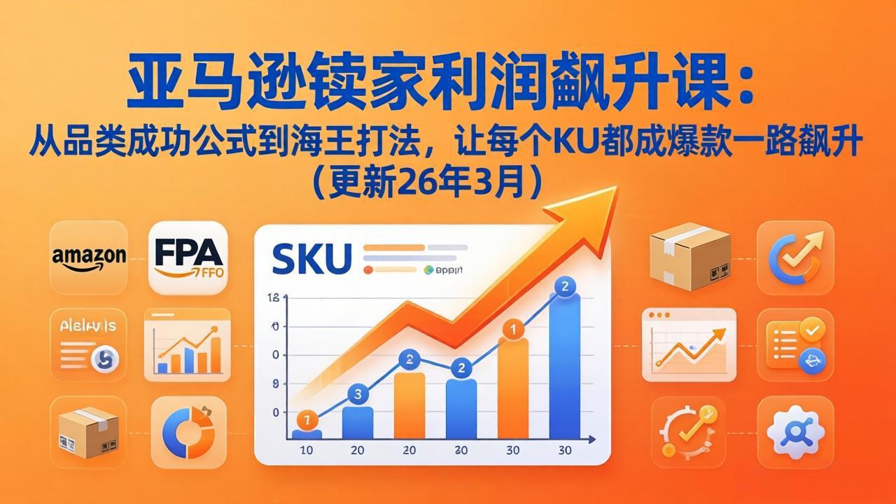 亚马逊卖家利润飙升课:从品类成功公式到海王打法,让每个SKU都成爆款一路飙升(更新26年3月-鑫源云网创