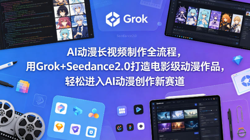 AI动漫长视频制作全流程，用Grok+Seedance2.0打造电影级动漫作品，轻松进入AI动漫创作新赛道-鑫源云网创
