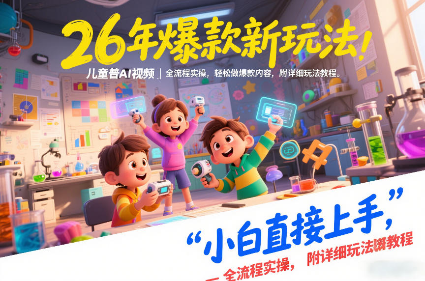 26年爆款新玩法,儿童科普AI视频,全流程实操,轻松做爆款内容,小白直接上手,附详细玩法教程-鑫源云网创