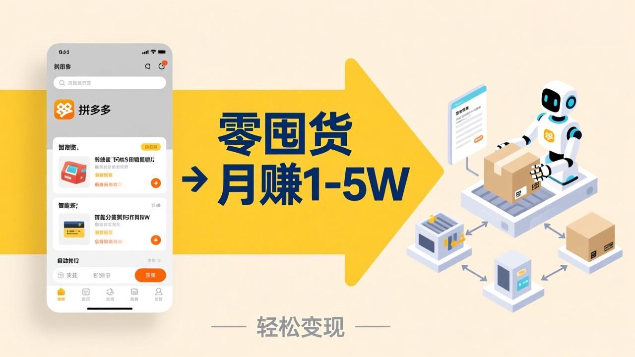 不用囤货不用跑单！拼多多虚拟玩法，机器人管理发货和客服，帮你月赚 1-5W-鑫源云网创