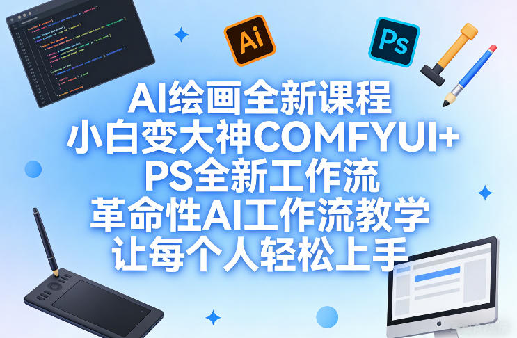 AI绘画全新课程，小白变大神COMFYUI+PS全新工作流，革命性AI工作流教学，让每个人轻松上手-鑫源云网创