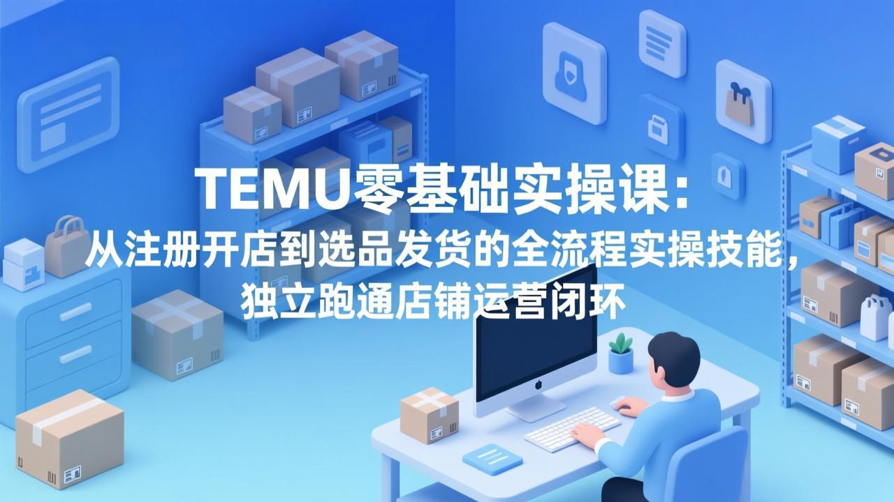 TEMU零基础实操课：从注册开店到选品发货的全流程实操技能，独立跑通店铺运营闭环-鑫源云网创