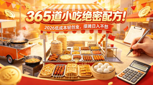 365道小吃绝密配方！2026低成本轻创业，摆摊日入不愁-鑫源云网创