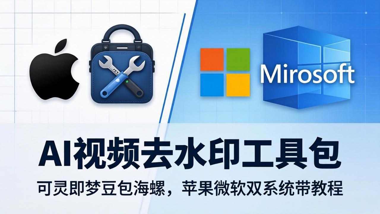 AI视频去水印工具包：可灵即梦豆包海螺，苹果微软双系统带教程-鑫源云网创