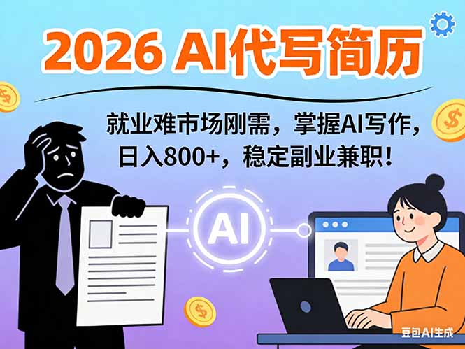 AI代写简历，超暴利，用万能模板月入1-3万实战教程，2026年市场刚需！-鑫源云网创