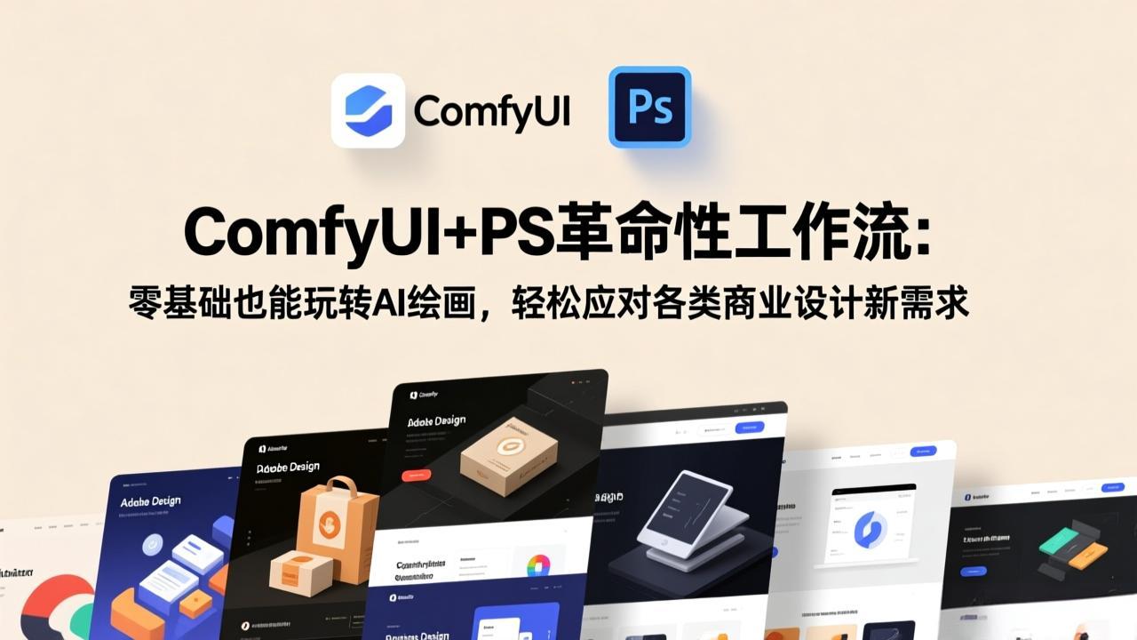 ComfyUI+PS革命性工作流：零基础也能玩转AI绘画，轻松应对各类商业设计新需求-鑫源云网创