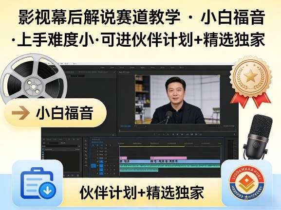 某大佬的影视幕后解说赛道教学，小白福音，上手难度小，可进伙伴计划+精选独家-鑫源云网创