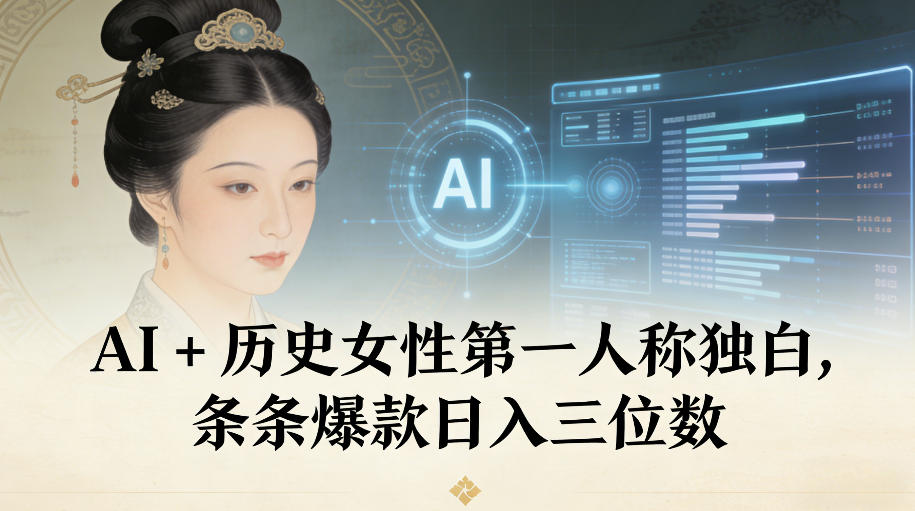 AI+历史女性第一人称独白，条条爆款日入三位数-鑫源云网创