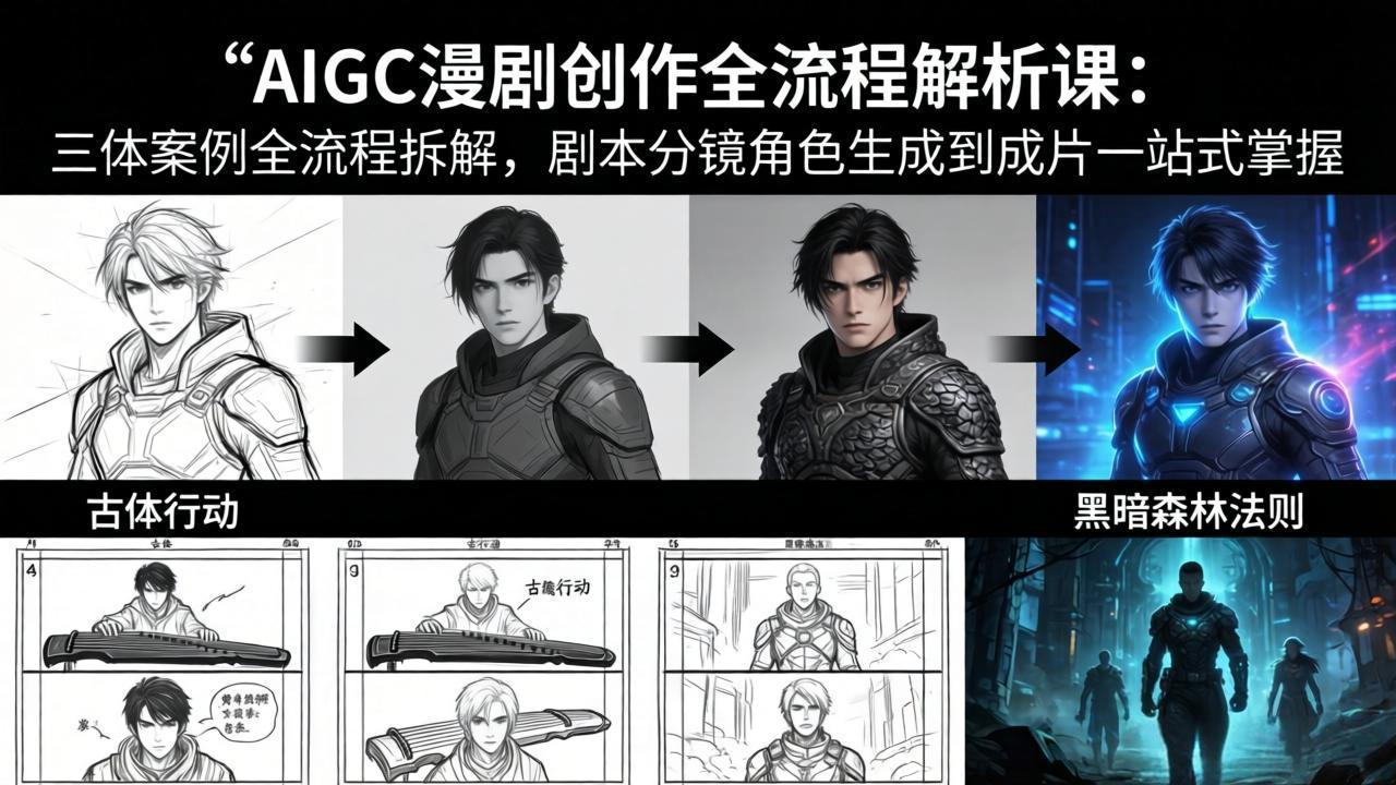 AIGC漫剧创作全流程解析课：三体案例全流程拆解，剧本分镜角色生成到成片一站式掌握-鑫源云网创