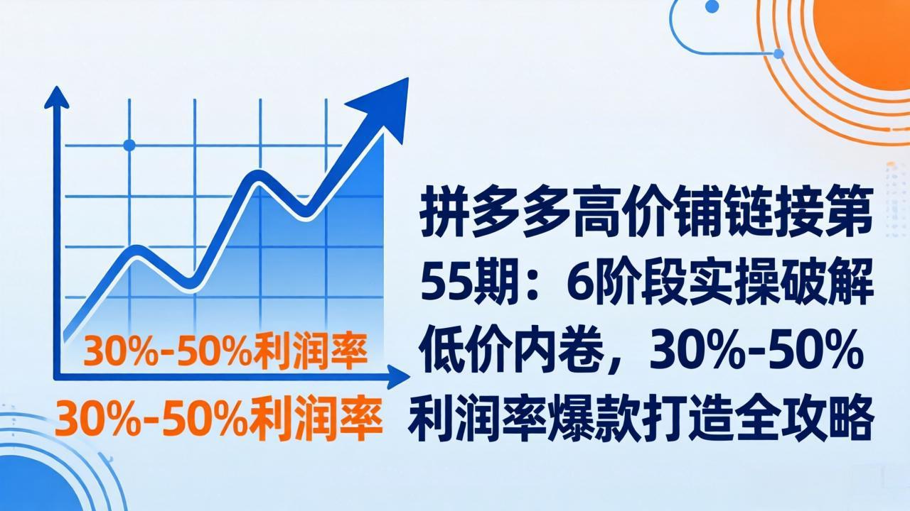 拼多多高价铺链接第55期：6阶段实操破解低价内卷，30%-50%利润率爆款打造全攻略-鑫源云网创