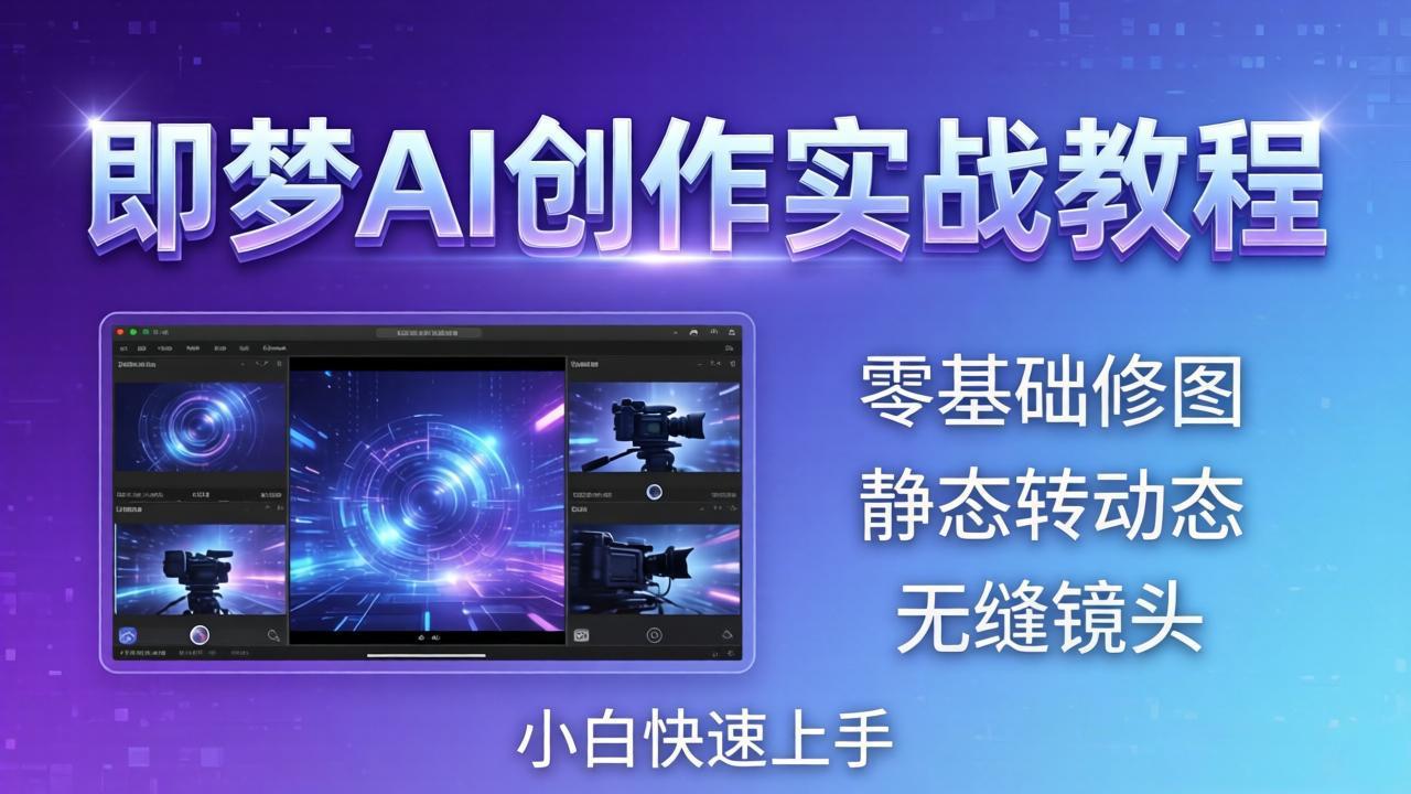 即梦AI创作实战教程，从零基础修图到AI导演，实战教学静态转动态+无缝镜头，小白快速上手-鑫源云网创