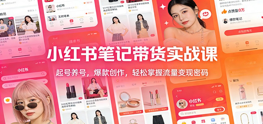 小红书笔记带货实战课：起号养号，爆款创作，轻松掌握流量变现密码-鑫源云网创