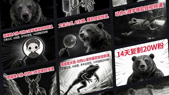情绪放大镜-动物心理学爆款短视频课，文案公式、AI生图、多平台变现，14天复制20W粉-鑫源云网创