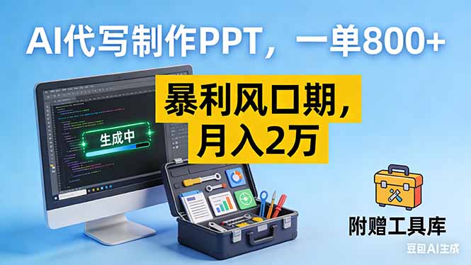 AI代写制作PPT，一单800+， 暴利风口期，月入2万【附工具】-鑫源云网创