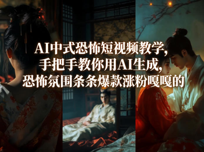 AI中式恐怖短视频教学,手把手教你用AI生成,恐怖氛围条条爆款涨粉嘎嘎的-鑫源云网创