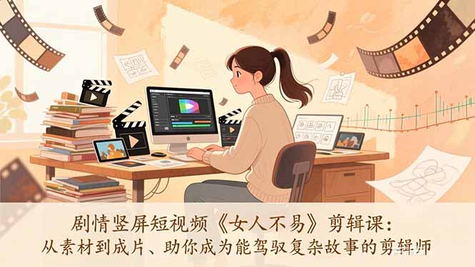 剧情竖屏短视频《女人不易》剪辑课:从素材到成片、助你成为能驾驭复杂故事的剪辑师-鑫源云网创