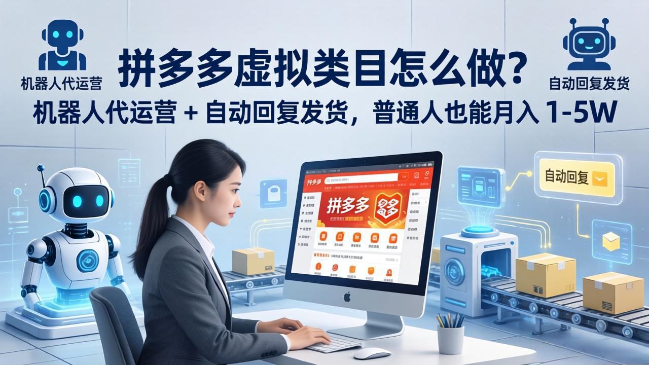 拼多多虚拟类目怎么做？机器人代运营 + 自动回复发货，普通人也能月入 1-5W-鑫源云网创